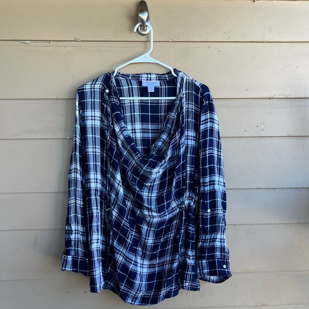 Motherhood Maternity Plaid Long Sleeve Nursing Wrap Top Size L Maternity Top